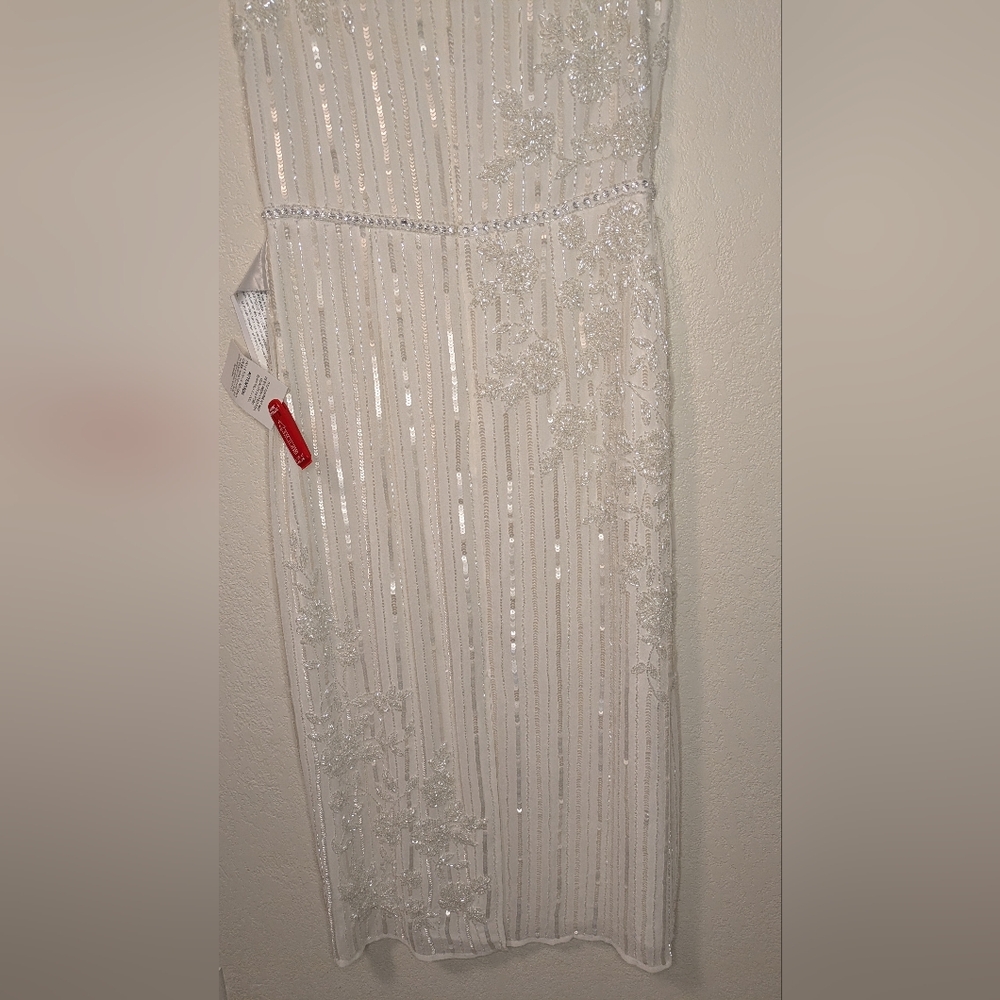 Mac Duggal Ivory Sequin Embellished Midi Dress - Picture 9 of 14